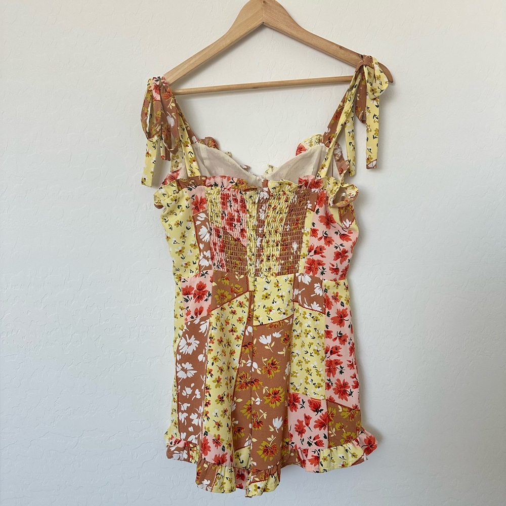 Boho Floral Patchwork Romper E.Ssue Size Medium T… - image 2